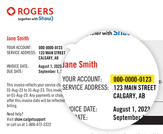 Bill showing where to find the account number